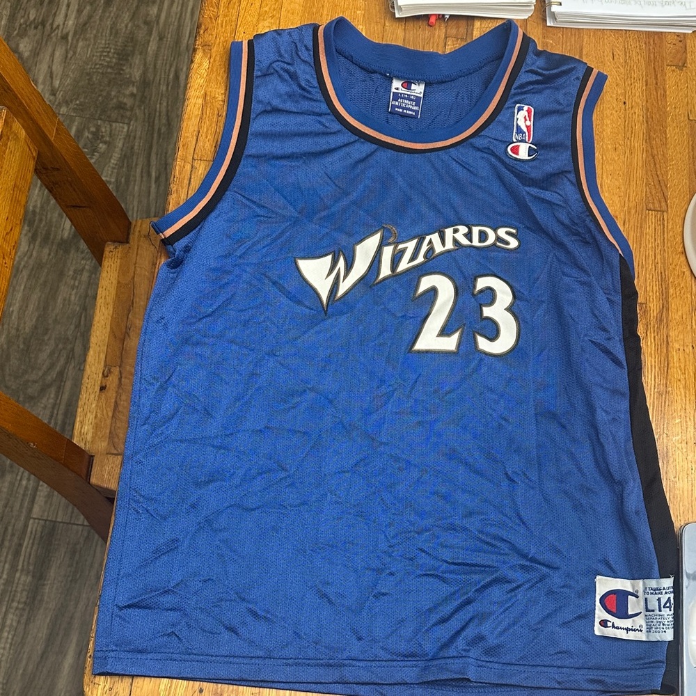 Champion Blue Wizards #23 Basketball Jersey with Orange Trim
